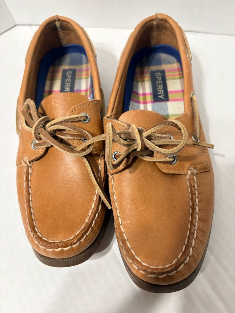 Woman’s Sperry Authentic Original 2-Eye Top Sider Boat Shoes Leather Nutmeg 8
